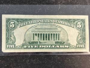 1963 US RED SEAL $5 LEGAL TENDER NOTE