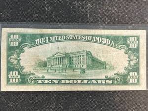 1929 US BROWN SEAL $10 NATIONAL FEDERAL RESERVE BANK OF KANSAS CITY