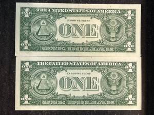 2 CONSECUTIVE US BLUE SEAL $1 SILVER CERTIFICATES UNC
