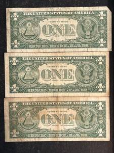 GROUP OF 3 US BLUE SEAL $1 SILVER CERTIFICATES