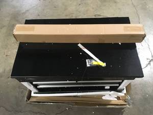 Husky  33 in 4-Drawer Mechanics Cart with Extended Side Table and Bottle Tray   Customer Returns See Pictures