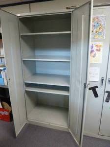 lot 37 image: Library Steel Storage Cabinets x 2
