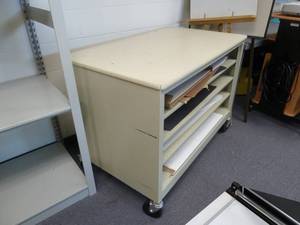 lot 39 image: Library Steel Paper Storage Table