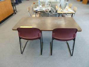 lot 40 image: Library Brown Table & Chairs