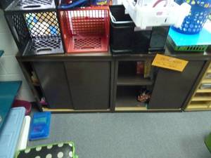 lot 42 image: Room 140 Brown Storage Cabinet