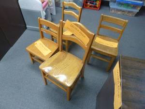 lot 46 image: Room 139140 Oak Student Chairs x 4