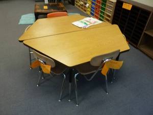 lot 125 image: Room 175 Trapezoid Tables x 2
