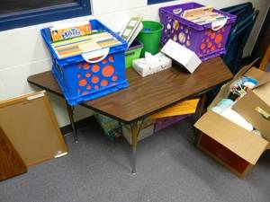 lot 140 image: Room 174 Trapezoid Tables x 2 & Chairs