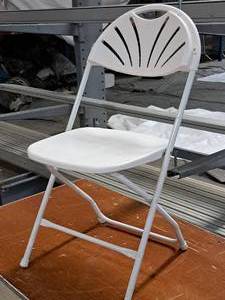 Lot of (10) PlasticMetal Fan Back Folding Banquet Chairs