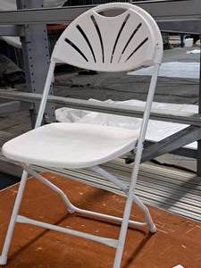 Lot of (10) PlasticMetal Fan Back Folding Banquet Chairs