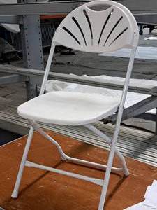 Lot of (10) PlasticMetal Fan Back Folding Banquet Chairs