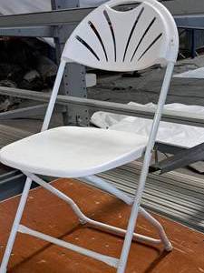 Lot of (10) PlasticMetal Fan Back Folding Banquet Chairs