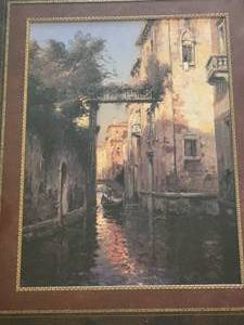 Venetian Canal Framed Oil Painting on Canvas