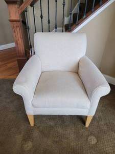 White Circle Jaquard Arm Chair
