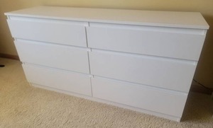 Modern Minimalist 6 Drawer Dresser - White