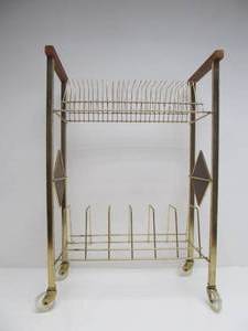 lot 9 image: Mid Century Rolling Brass Record Stand