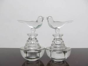 lot 23 image: Matching Pair Vintage 1950s era LADY BERKSHIRE Glass Bird Perfume Bottles