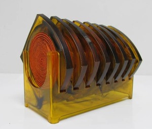 lot 43 image: Awesome Vintage Mid Century 1960s LuciteAcrylic Coaster Set wStand