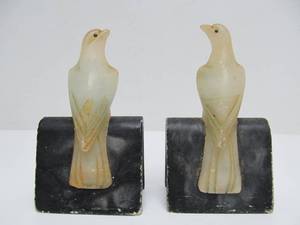 lot 59 image: Quality Old 1930s era Carved Italian Marble Bird Bookends