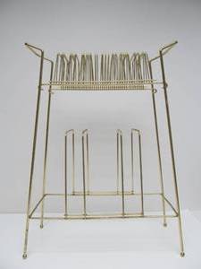lot 65 image: Mic Century Atomic Style Brass Wire Record Holder Stand