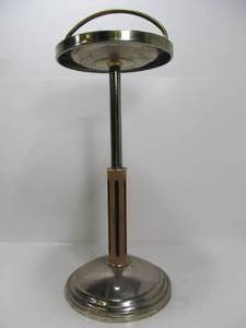lot 101 image: Very Cool Vintage 1950s Chrome Smoking Stand wGlass Ashtray