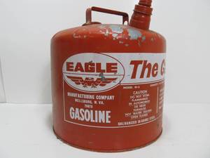 lot 103 image: Large Steel 5 Gallon EAGLE Gasoline Can