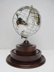 lot 123 image: Danbury Mint Chrome World Globe