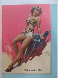 lot 136 image: Pair of Vintage Fun Pinup Girls Cards Zoe Mozert