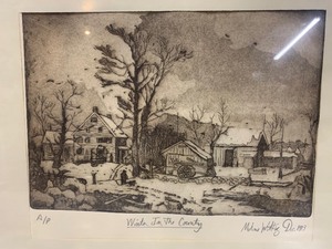 lot 83 image: Framed Signed Numbered Artist Proof Engraving - Winter in The Country