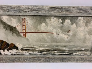 lot 147 image: Vintage Original Oil on Canvas Golden Gate Bridge Painting wGreat Matching Frame - Charles Knauff