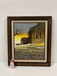 lot 201 image: Framed Signed H. HARGROVE Litho on Canvas - Old Farmhouse