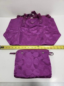 lot 187 image: Genuine COACH Purple Signature Fabric Purse