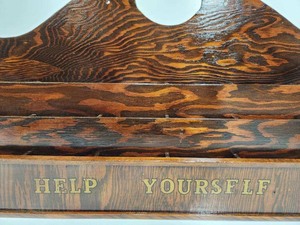 lot 97 image: Vintage Wood Store Display Advertising Brochure Rack
