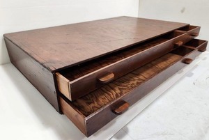 lot 96 image: Nice Vintage 4-Drawer Flat Wood File Cabinet