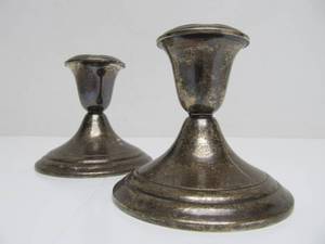 lot 159 image: Matching Pair of Vintage GORHAM STERLING Candle Holder