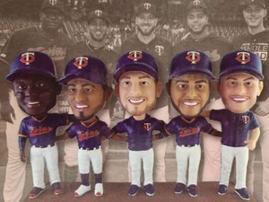 lot 209 image: Minnesota Twins BOMBA SQUAD Team Home Run Record Bobblehead Set