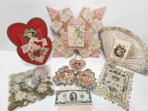 lot 222 image: Wonderful Group of LARGE Fance Victorian Valentines