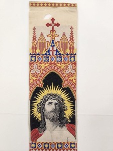 lot 230 image: Antique 19th Century 1870s Religious Stevengraph Silk Ribbon