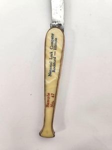 lot 240 image: Old Vintage Baseball Bat Advertising Pocket Knife - National Lock Company