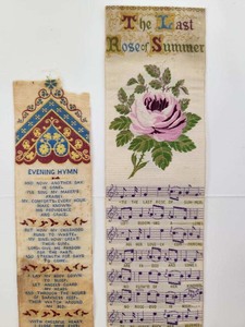 lot 244 image: Lot of 3 Antique 19th Century Silk Stevengraphs Featuring SongsMusic