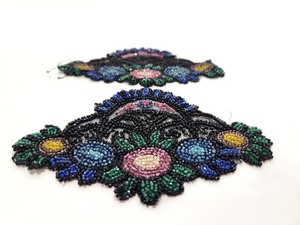 lot 238 image: Matching Pair Original Antique Victorian Beaded Patches