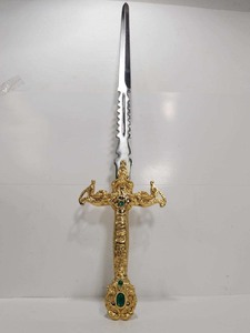 lot 311 image: Large Ornate Metal Sword wLeather Scabbard