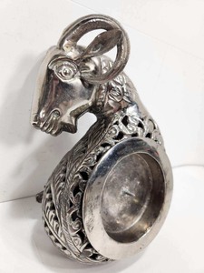 lot 299 image: Sculptural Vintage Footed Ram or Goat Candle Stand
