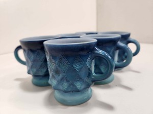 lot 294 image: Set of 6 Vintage FIRE KING Blue Kimberly Mugs