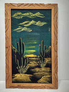 lot 274 image: Great Pair of Vintage Arizona Desert Velvet Painting