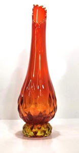 lot 318 image: LARGE Mid Century VIKING Flambe Orange Art Glass Vase