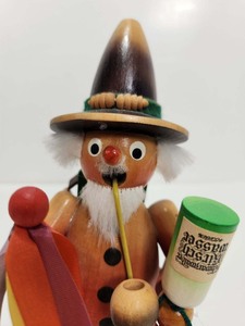 lot 305 image: Nice Vintage Wooden German Smoker Doll wCuckoo Clock