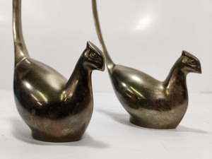 lot 292 image: Matching Pair of Vintage Solid Brass Pheasant Statues