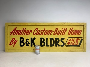 lot 176 image: Old Vintage Hand Painted 1950s era Wooden Advertising Sign - B&ampK Builders