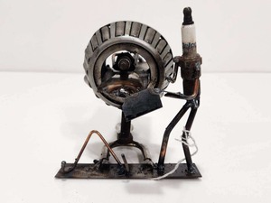 lot 328 image: Folk Art Welded Spark Plug Sculpture by Dick Cooley  - CT Scan